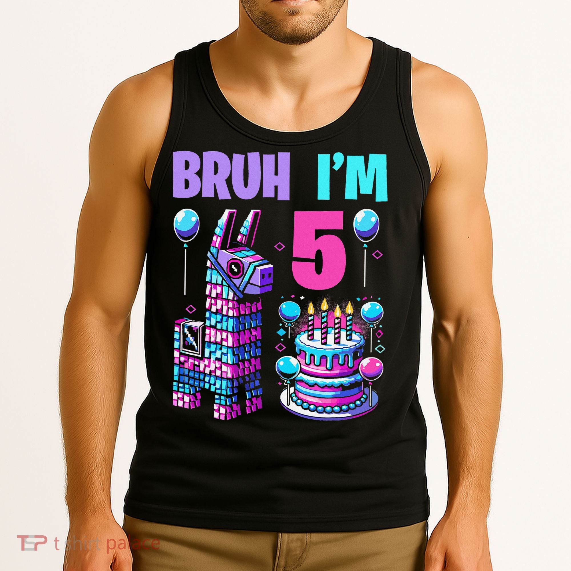5th Birthday Party Llama Pinata Girl Bruh Im 5 Tank Top