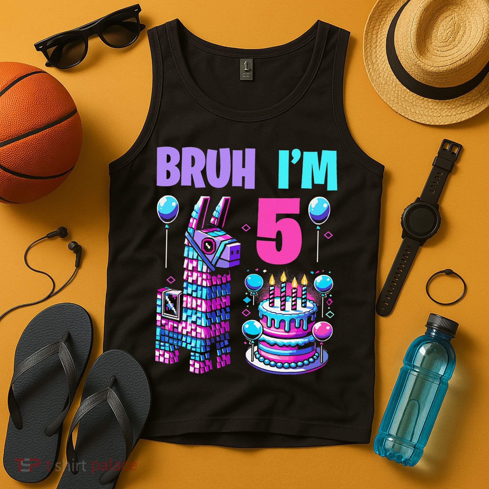5th Birthday Party Llama Pinata Girl Bruh Im 5 Tank Top