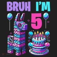 5th Birthday Party Llama Pinata Girl Bruh Im 5 Golf Towel thumb 3