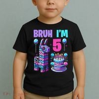 5th Birthday Party Llama Pinata Girl Bruh Im 5 Toddler T-Shirt thumb 2