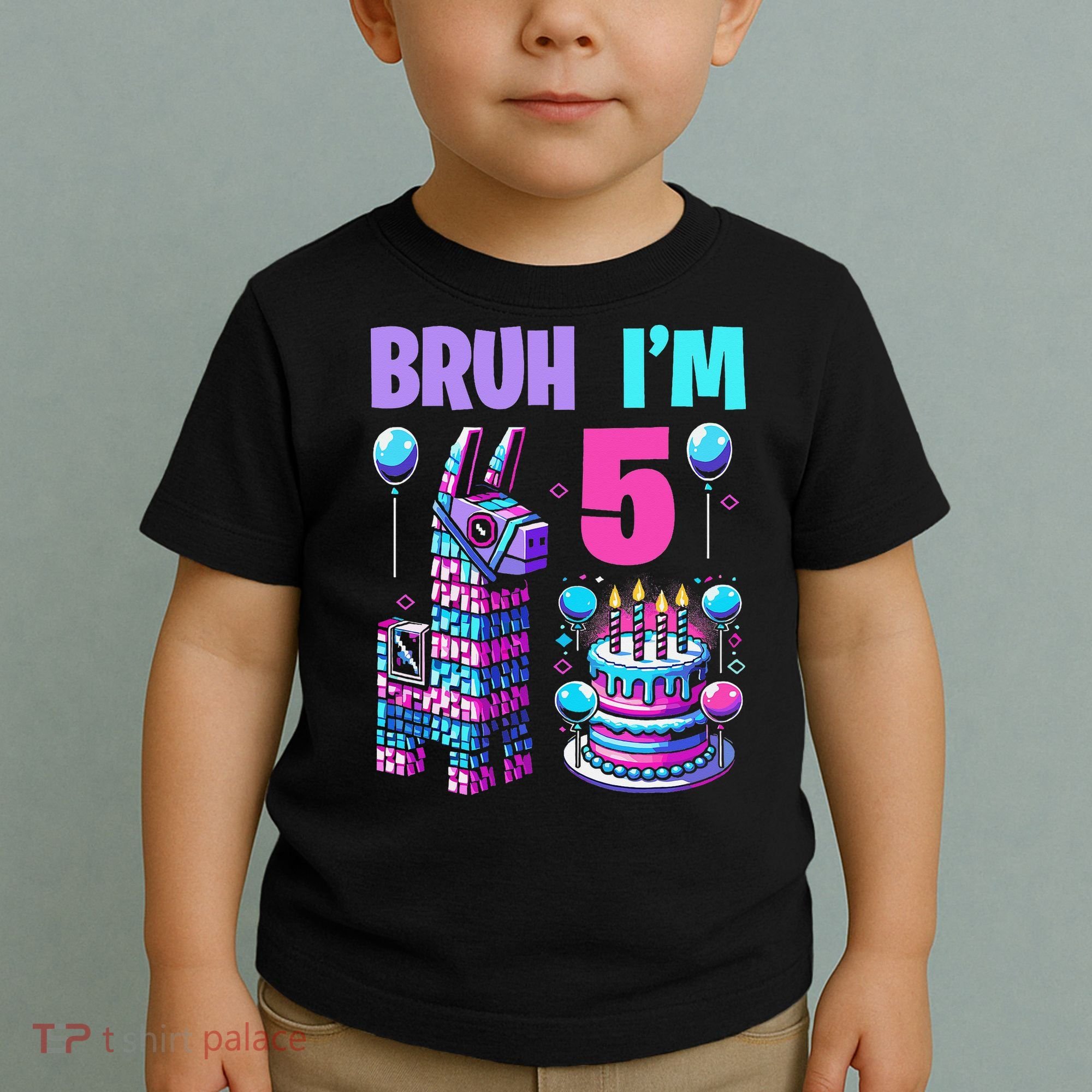5th Birthday Party Llama Pinata Girl Bruh Im 5 Toddler T-Shirt