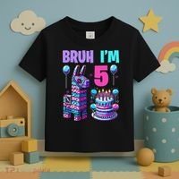 5th Birthday Party Llama Pinata Girl Bruh Im 5 Toddler T-Shirt thumb 3