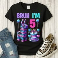 5th Birthday Party Llama Pinata Girl Bruh Im 5 Women's T-Shirt thumb 3