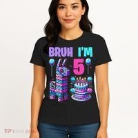 5th Birthday Party Llama Pinata Girl Bruh Im 5 Women's T-Shirt thumb 4