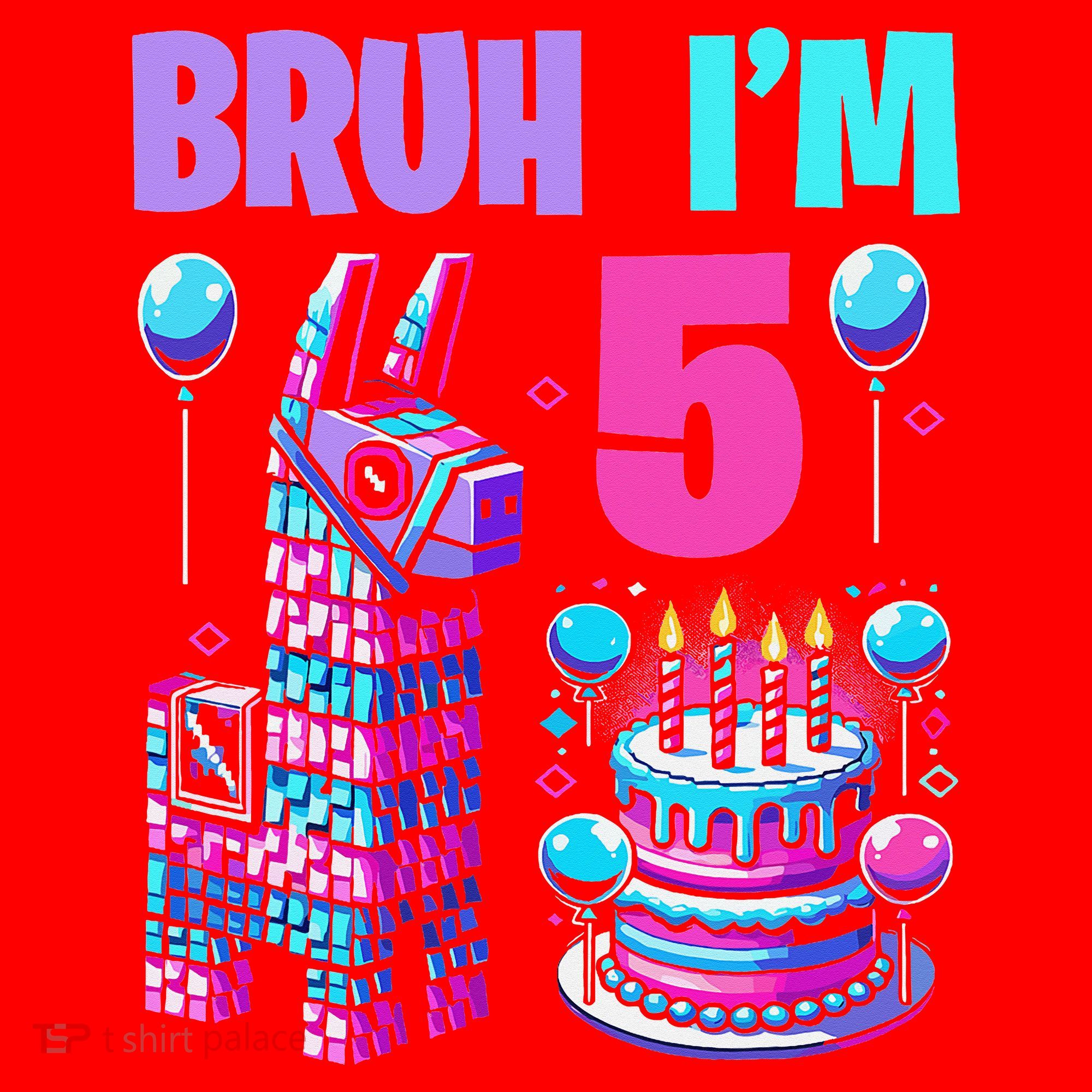 5th Birthday Party Llama Pinata Girl Bruh Im 5 Santa Hat