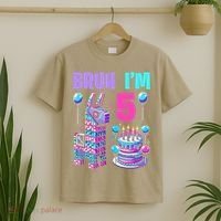 5th Birthday Party Llama Pinata Girl Bruh Im 5 T-Shirt thumb 2