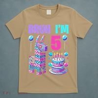 5th Birthday Party Llama Pinata Girl Bruh Im 5 T-Shirt thumb 5