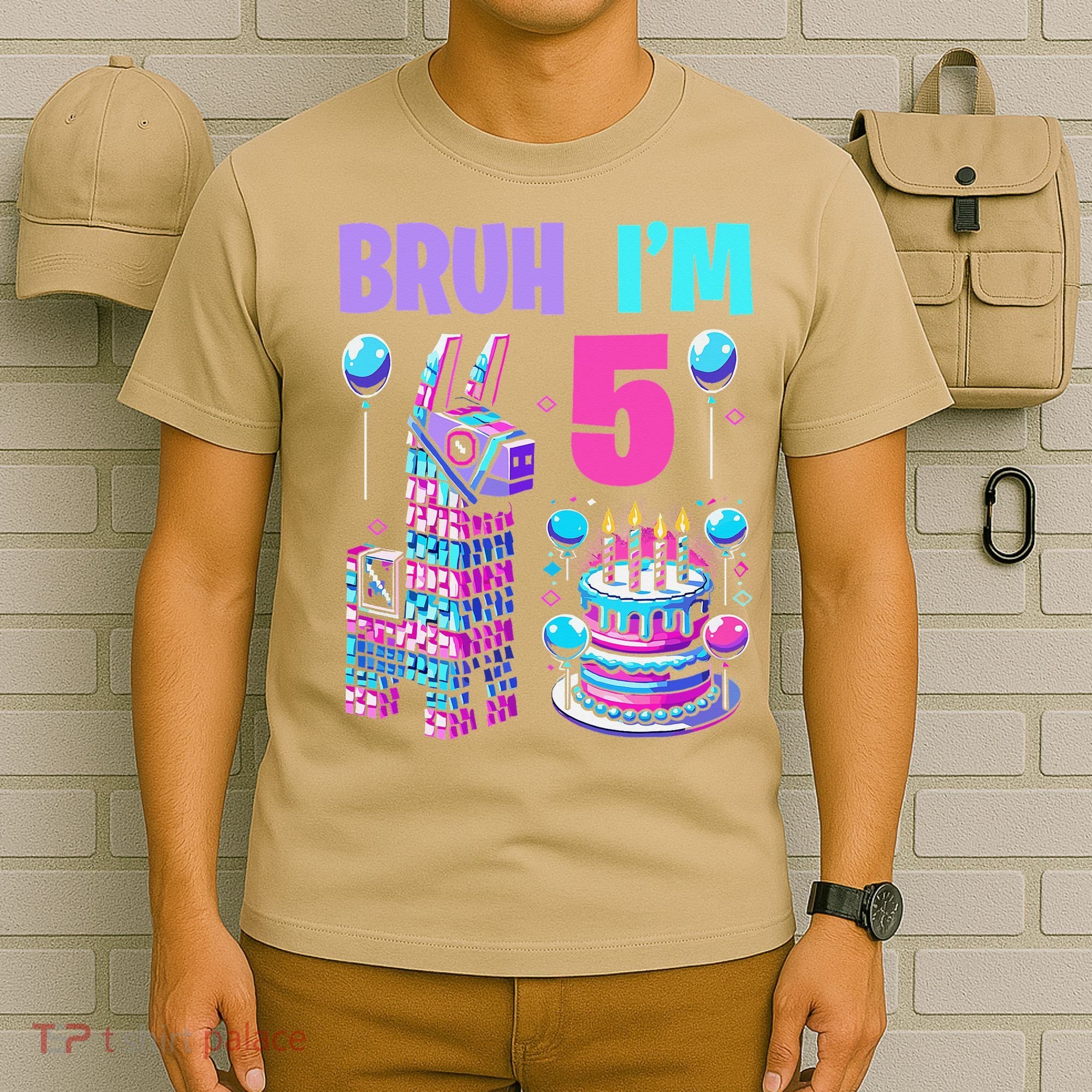 5th Birthday Party Llama Pinata Girl Bruh Im 5 T-Shirt