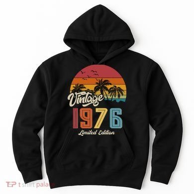 50th Birthday Retro Vintage 1976 Tropical Palm Trees Hoodie