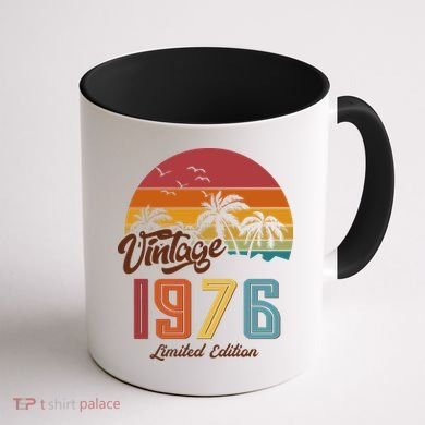 50th Birthday Retro Vintage 1976 Tropical Palm Trees Coffee Mug back