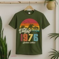50th Birthday Retro Vintage 1976 Tropical Palm Trees T-Shirt thumb 2
