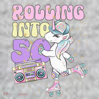 50th Birthday Roller Skate Party Unicorn Retro 90s Skating The Baniff Cuffed Pom Beanie thumb 2