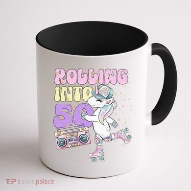 50th Birthday Roller Skate Party Unicorn Retro 90s Skating Coffee Mug back