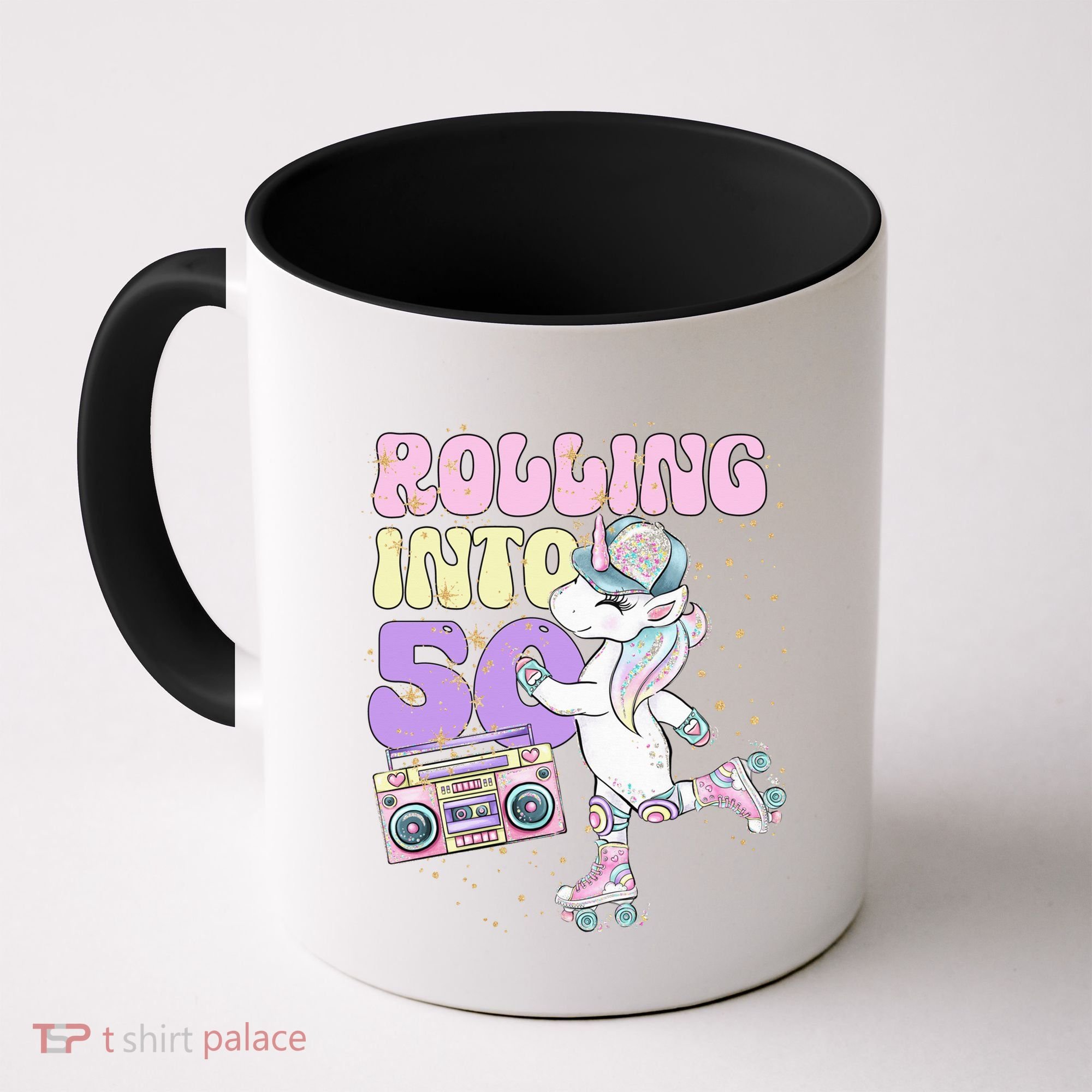 50th Birthday Roller Skate Party Unicorn Retro 90s Skating Coffee Mug