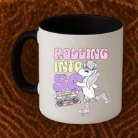 50th Birthday Roller Skate Party Unicorn Retro 90s Skating Coffee Mug thumb 2