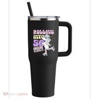 50th Birthday Roller Skate Party Unicorn Retro 90s Skating 40oz Vacuum Insulated Stainless Steel Travel Tumbler thumb 0