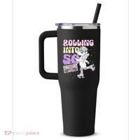 50th Birthday Roller Skate Party Unicorn Retro 90s Skating 40oz Vacuum Insulated Stainless Steel Travel Tumbler thumb 2