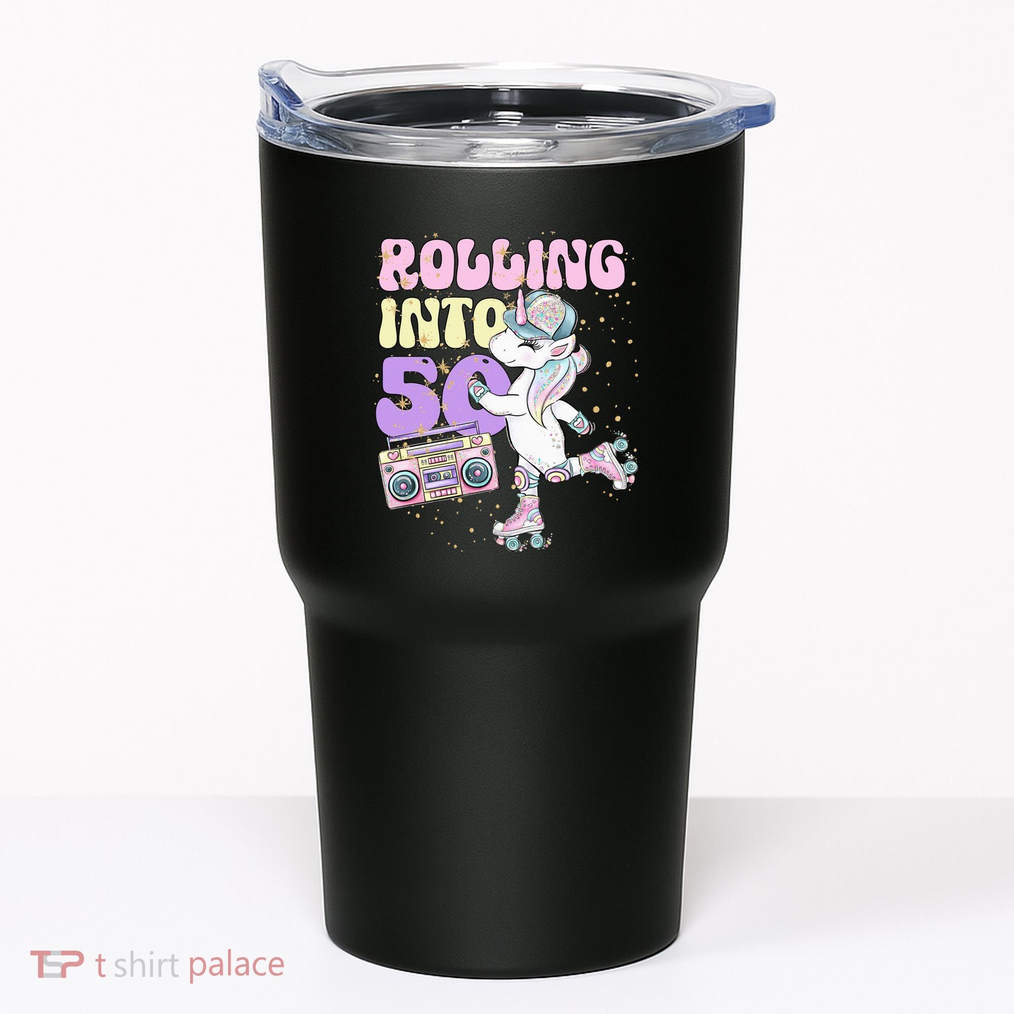 50th Birthday Roller Skate Party Unicorn Retro 90s Skating Tumbler