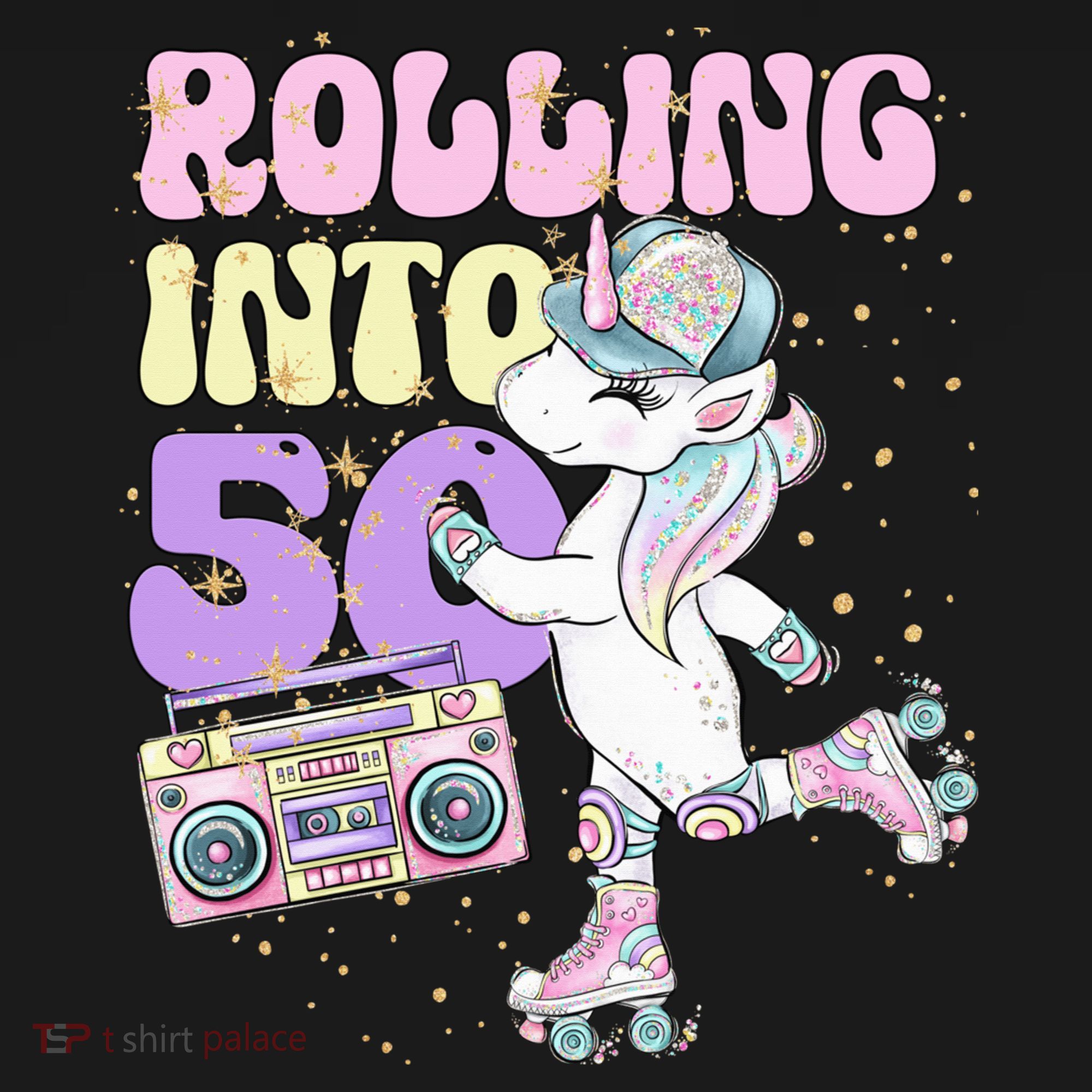50th Birthday Roller Skate Party Unicorn Retro 90s Skating PosiCharge Competitor Tank