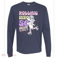 50th Birthday Roller Skate Party Unicorn Retro 90s Skating Comfort Colors Heavyweight Long Sleeve T-Shirt thumb 0