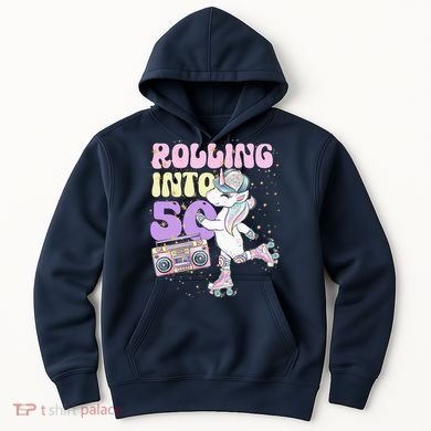 50th Birthday Roller Skate Party Unicorn Retro 90s Skating Hoodie