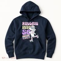 50th Birthday Roller Skate Party Unicorn Retro 90s Skating Hoodie thumb 0