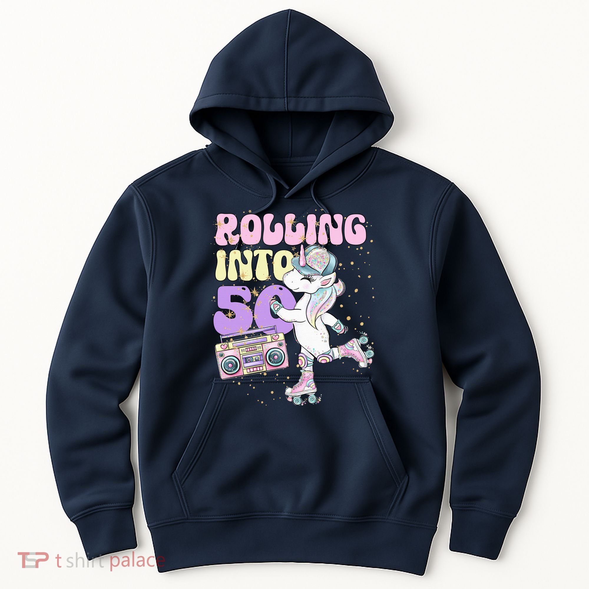 50th Birthday Roller Skate Party Unicorn Retro 90s Skating Hoodie