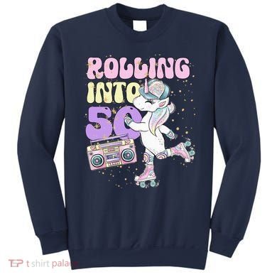 50th Birthday Roller Skate Party Unicorn Retro 90s Skating Sweatshirt