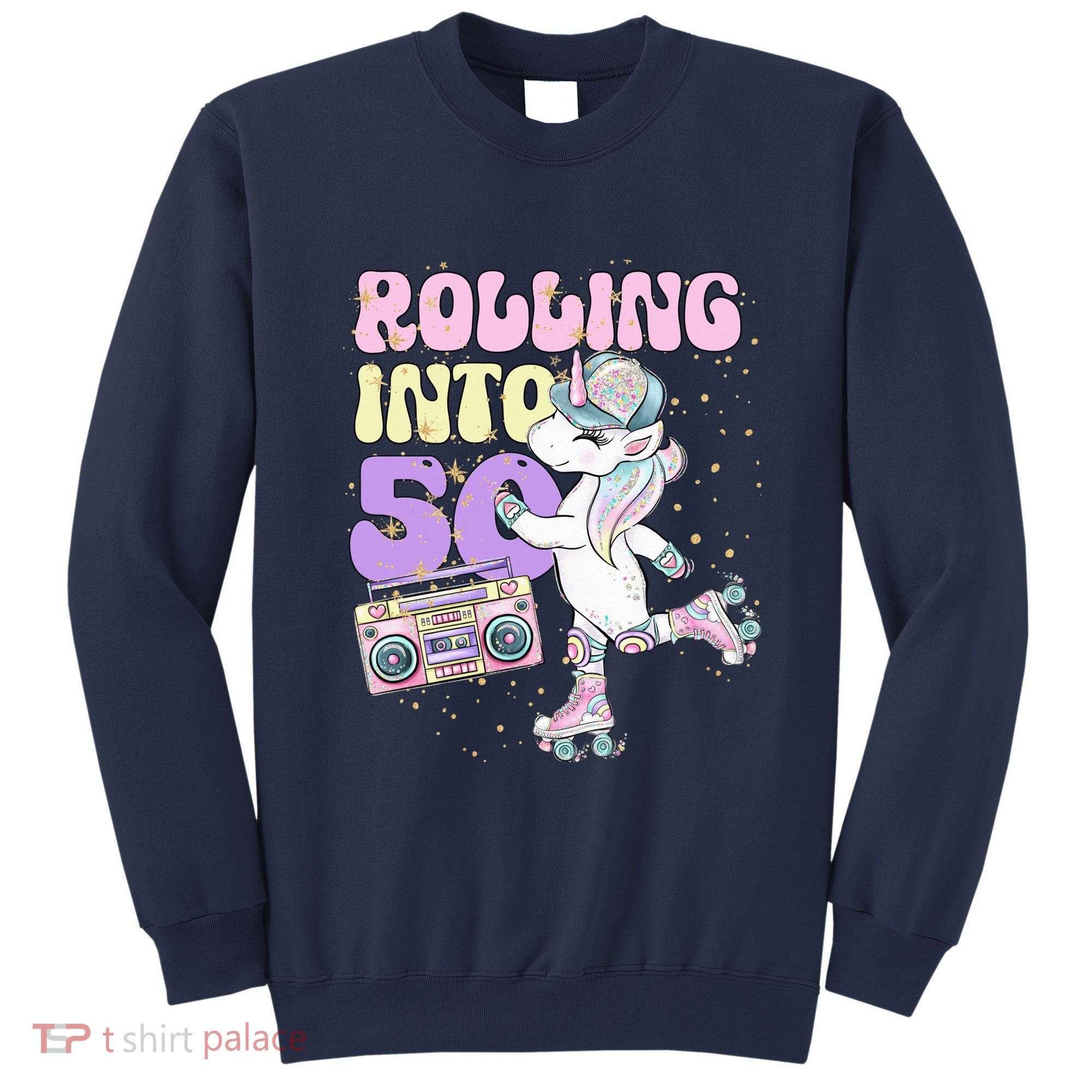 50th Birthday Roller Skate Party Unicorn Retro 90s Skating Sweatshirt