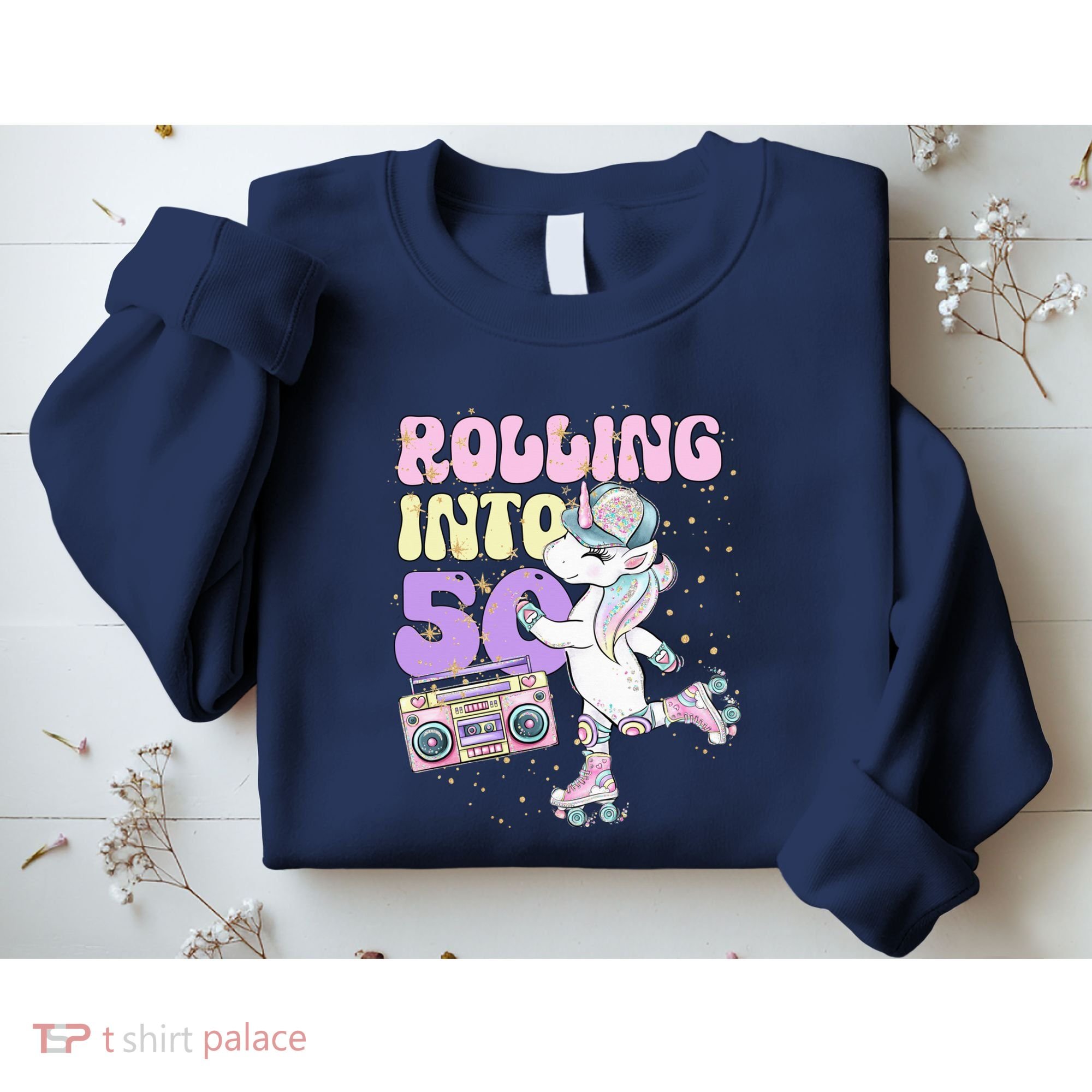 50th Birthday Roller Skate Party Unicorn Retro 90s Skating Sweatshirt