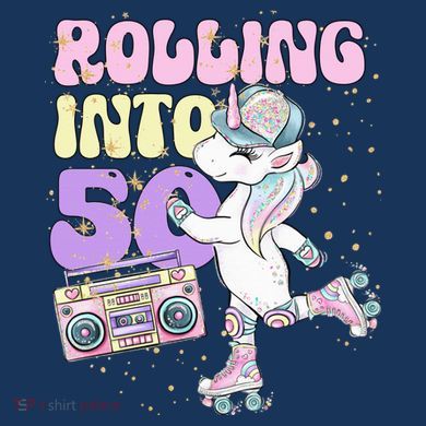 50th Birthday Roller Skate Party Unicorn Retro 90s Skating Button
