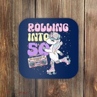 50th Birthday Roller Skate Party Unicorn Retro 90s Skating Coaster