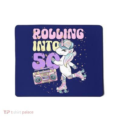 50th Birthday Roller Skate Party Unicorn Retro 90s Skating Mousepad