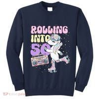 50th Birthday Roller Skate Party Unicorn Retro 90s Skating Tall Sweatshirt thumb 0
