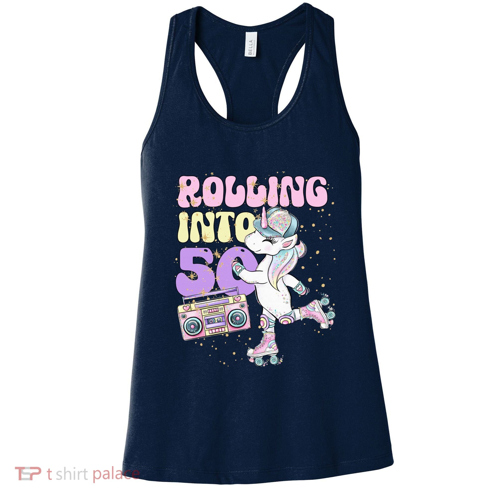 50th Birthday Roller Skate Party Unicorn Retro 90s Skating Women's Tank Top