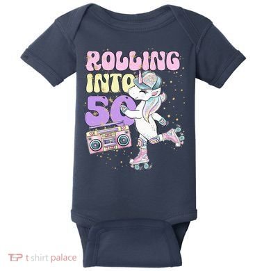 50th Birthday Roller Skate Party Unicorn Retro 90s Skating Baby Bodysuit