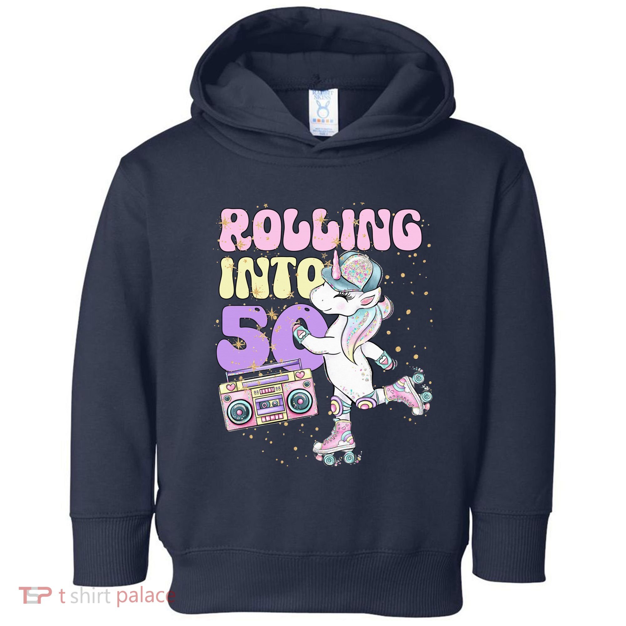 50th Birthday Roller Skate Party Unicorn Retro 90s Skating Toddler Hoodie
