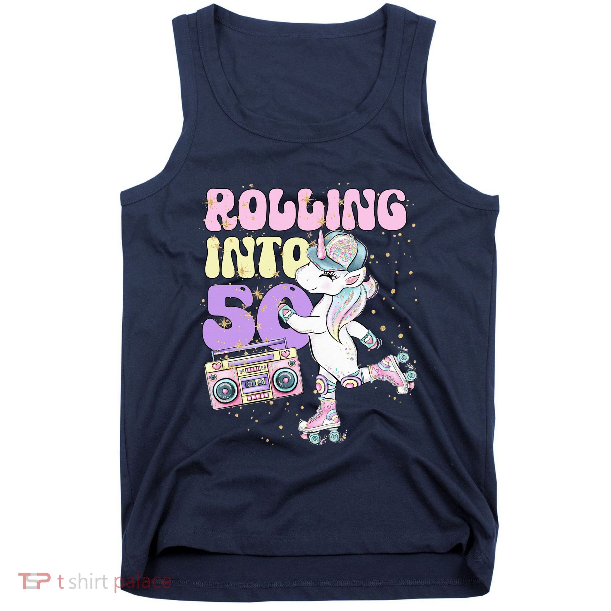 50th Birthday Roller Skate Party Unicorn Retro 90s Skating Tank Top