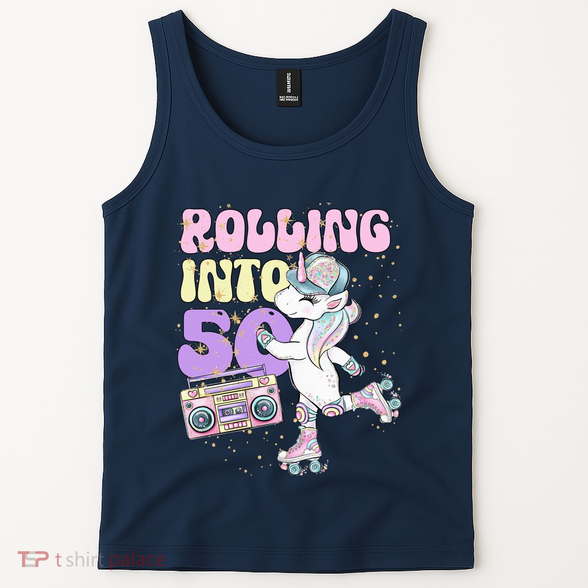 50th Birthday Roller Skate Party Unicorn Retro 90s Skating Tank Top