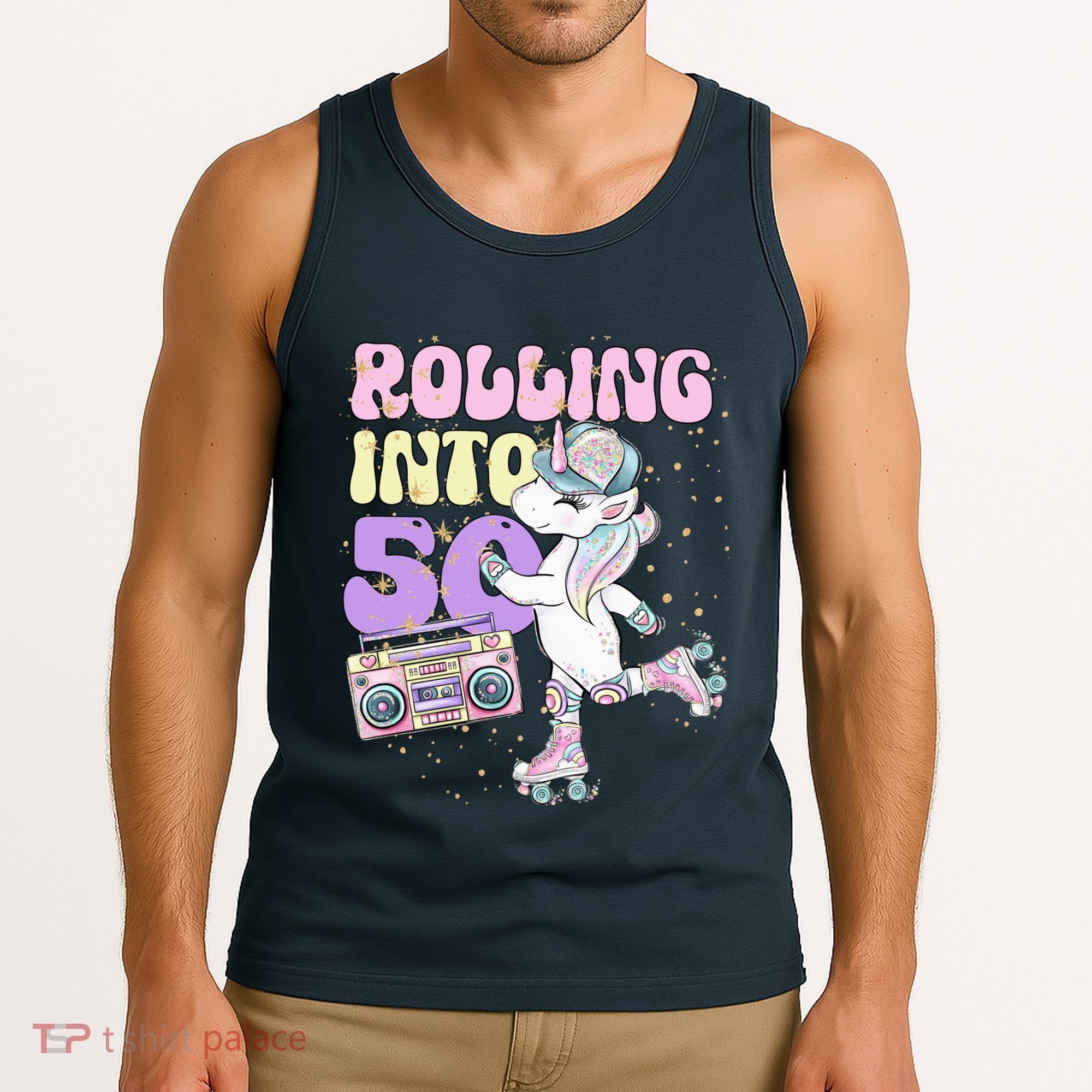50th Birthday Roller Skate Party Unicorn Retro 90s Skating Tank Top