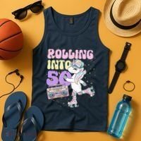 50th Birthday Roller Skate Party Unicorn Retro 90s Skating Tank Top thumb 4