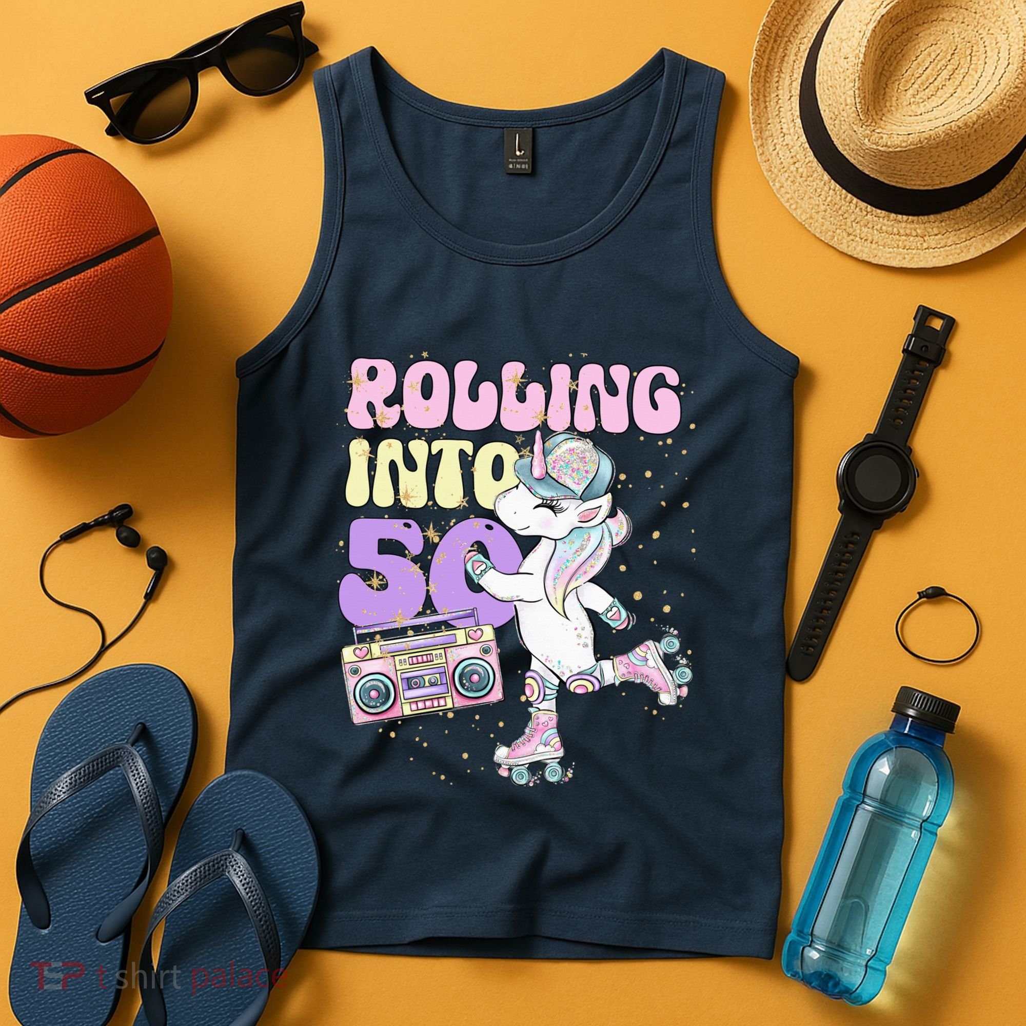 50th Birthday Roller Skate Party Unicorn Retro 90s Skating Tank Top