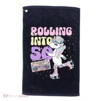 50th Birthday Roller Skate Party Unicorn Retro 90s Skating Golf Towel thumb 0