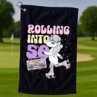 50th Birthday Roller Skate Party Unicorn Retro 90s Skating Golf Towel thumb 1
