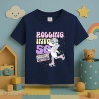 50th Birthday Roller Skate Party Unicorn Retro 90s Skating Toddler T-Shirt thumb 3