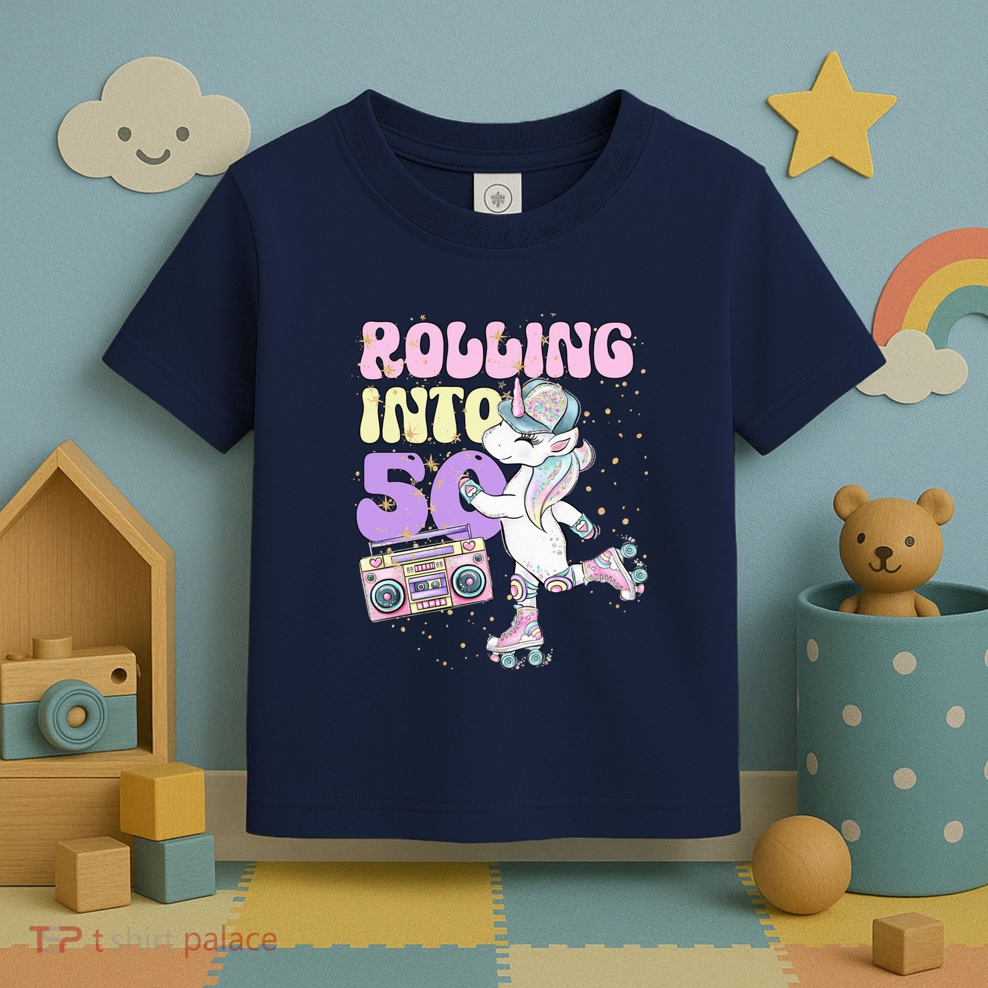 50th Birthday Roller Skate Party Unicorn Retro 90s Skating Toddler T-Shirt