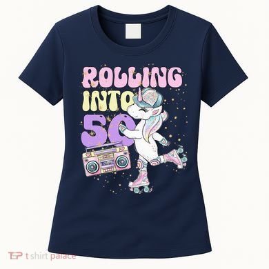 50th Birthday Roller Skate Party Unicorn Retro 90s Skating Women's T-Shirt