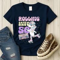 50th Birthday Roller Skate Party Unicorn Retro 90s Skating Women's T-Shirt thumb 3