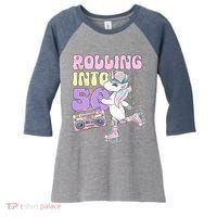 50th Birthday Roller Skate Party Unicorn Retro 90s Skating Women's Tri-Blend 3/4-Sleeve Raglan Shirt thumb 0