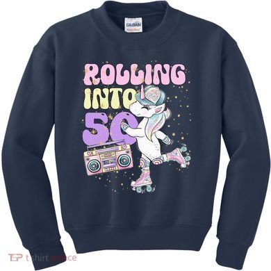 50th Birthday Roller Skate Party Unicorn Retro 90s Skating Kids Sweatshirt